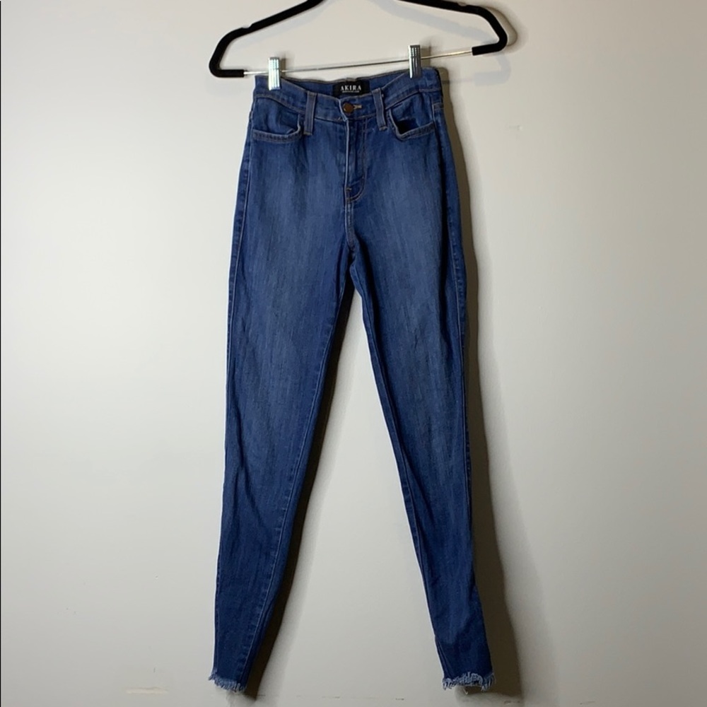 AKIRA STRETCH DENIM WITH FRAYED ENDS